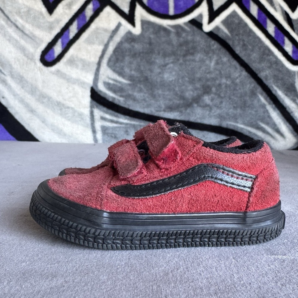 Size 6c - Kids Vans Old Skool Creeper Sneakers Skate Shoes Suede Black Red